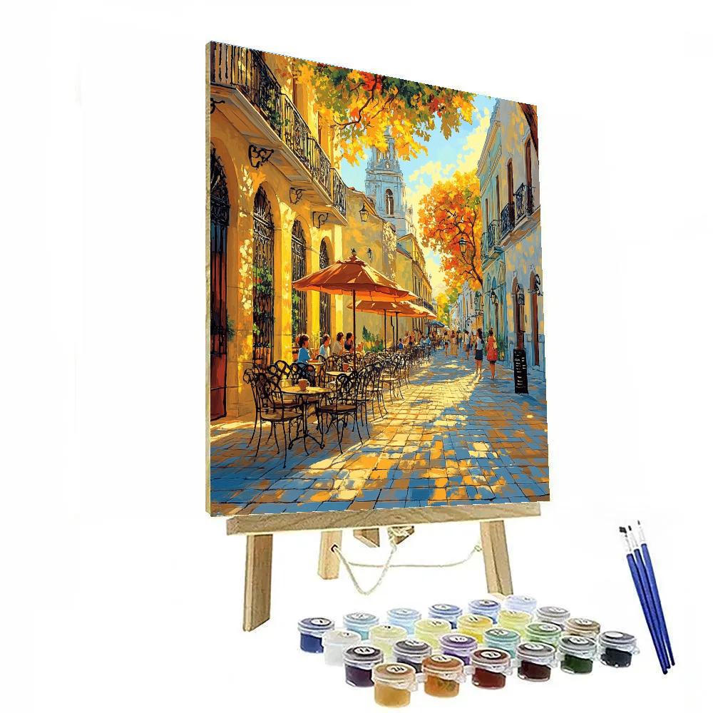 Street Cafes And Sidewalks Of Buenos Aires Argentina Paint by numbers art