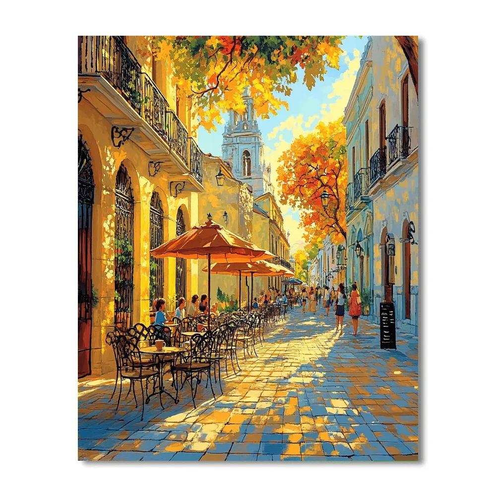 Street Cafes And Sidewalks Of Buenos Aires Argentina Paint by numbers art