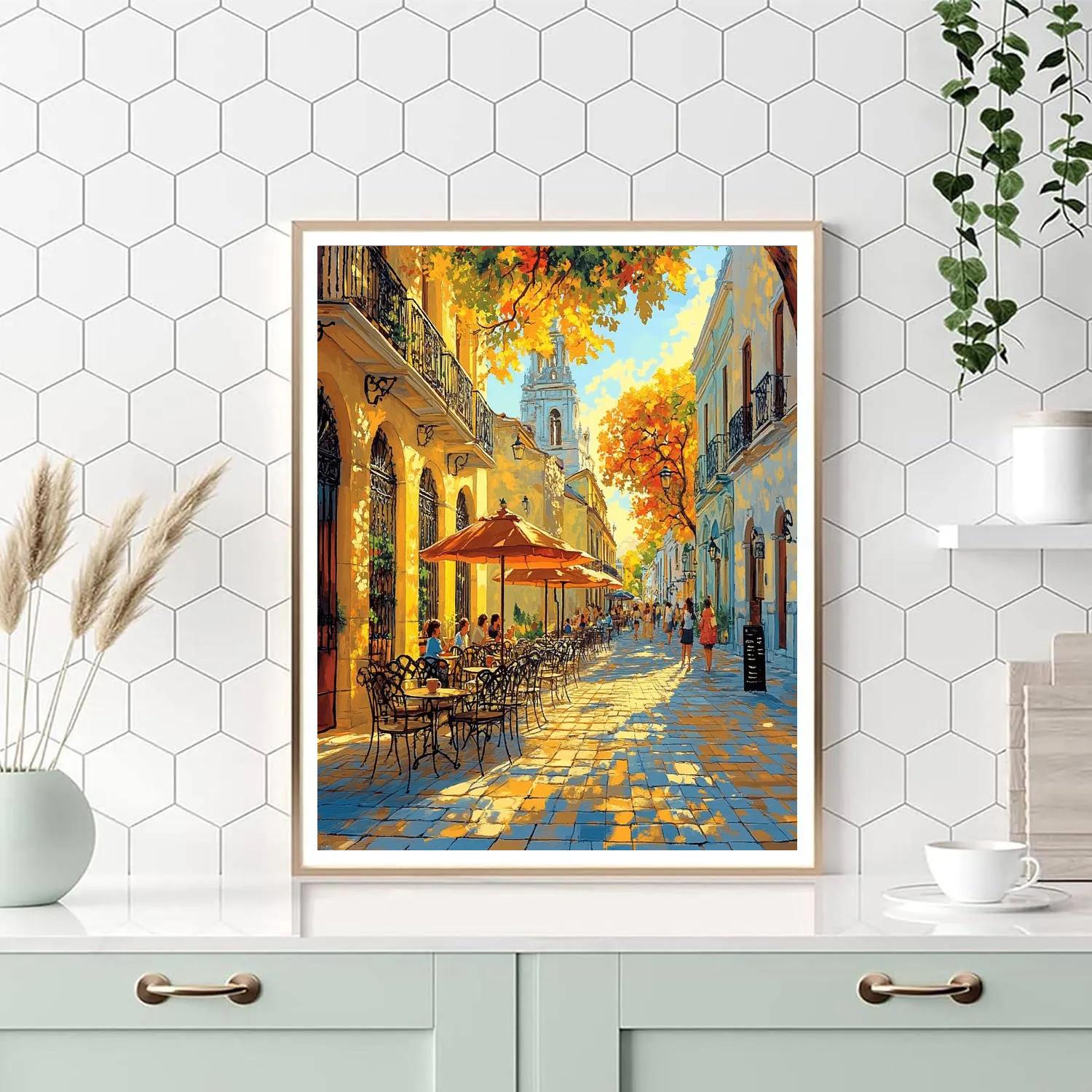 Street Cafes And Sidewalks Of Buenos Aires Argentina Paint by numbers art