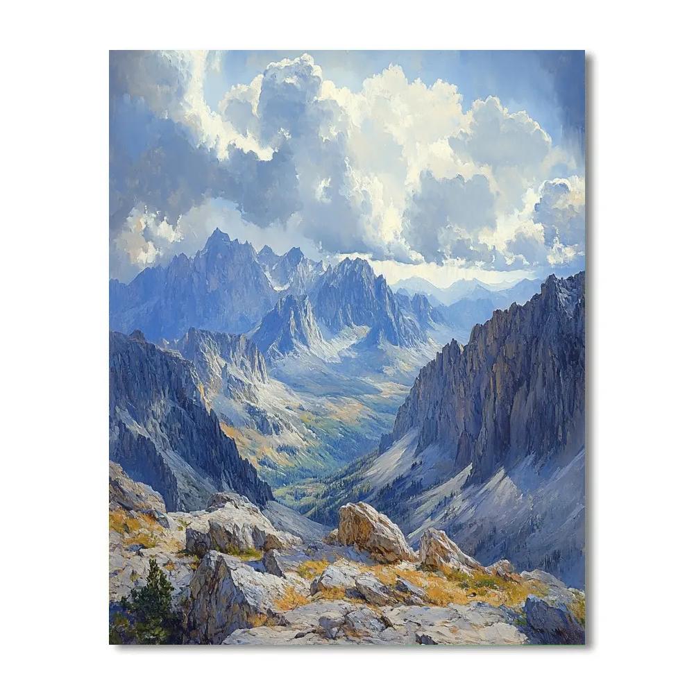 Leonardo Da Vinci Inspired Mountain Storm paint by number