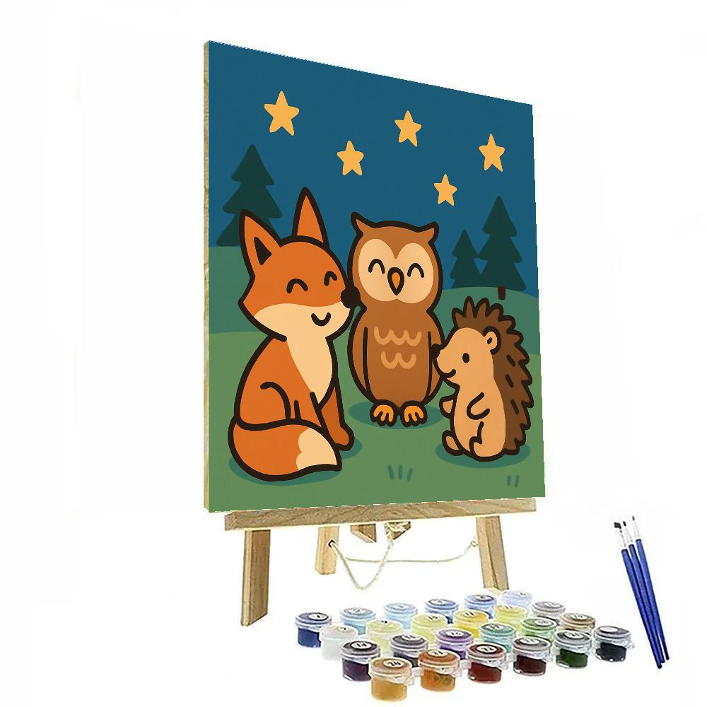 Starry Night Forest Friends Paint by numbers art