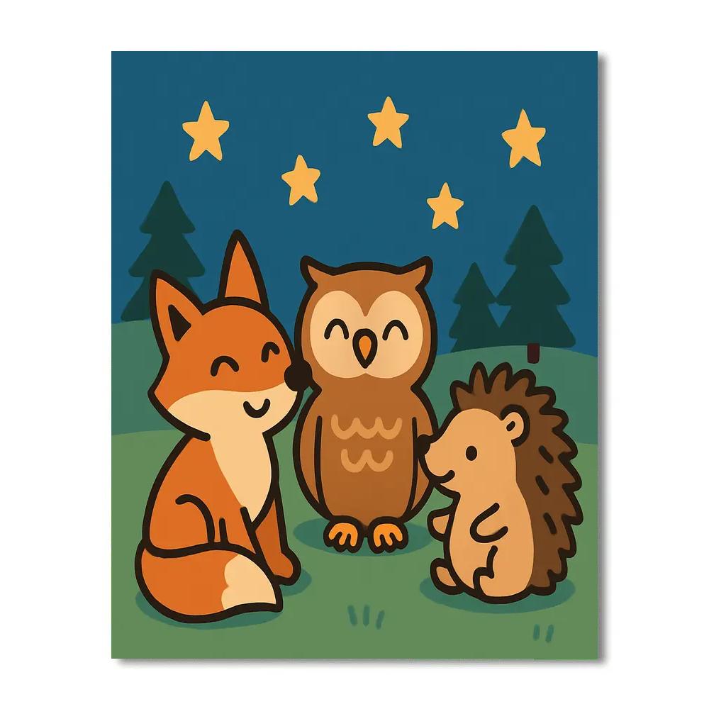 Starry Night Forest Friends Paint by numbers art