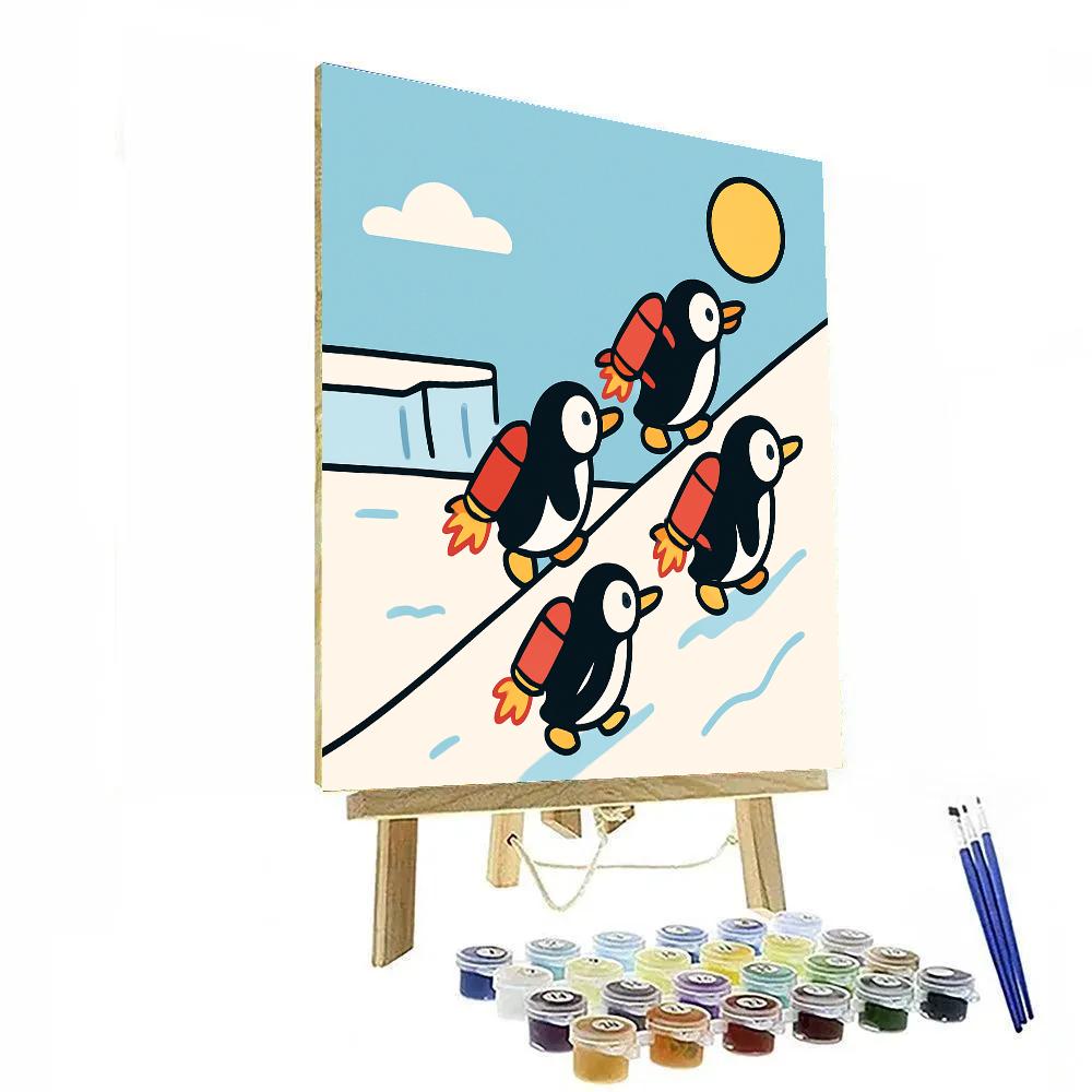 Rocket Penguin School paint by numbers