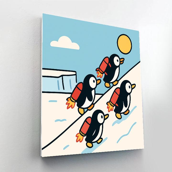 Rocket Penguin School paint by numbers