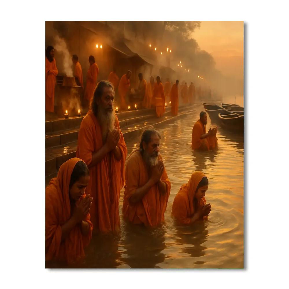 Kumbh Mela River Bathing Paint by numbers kits
