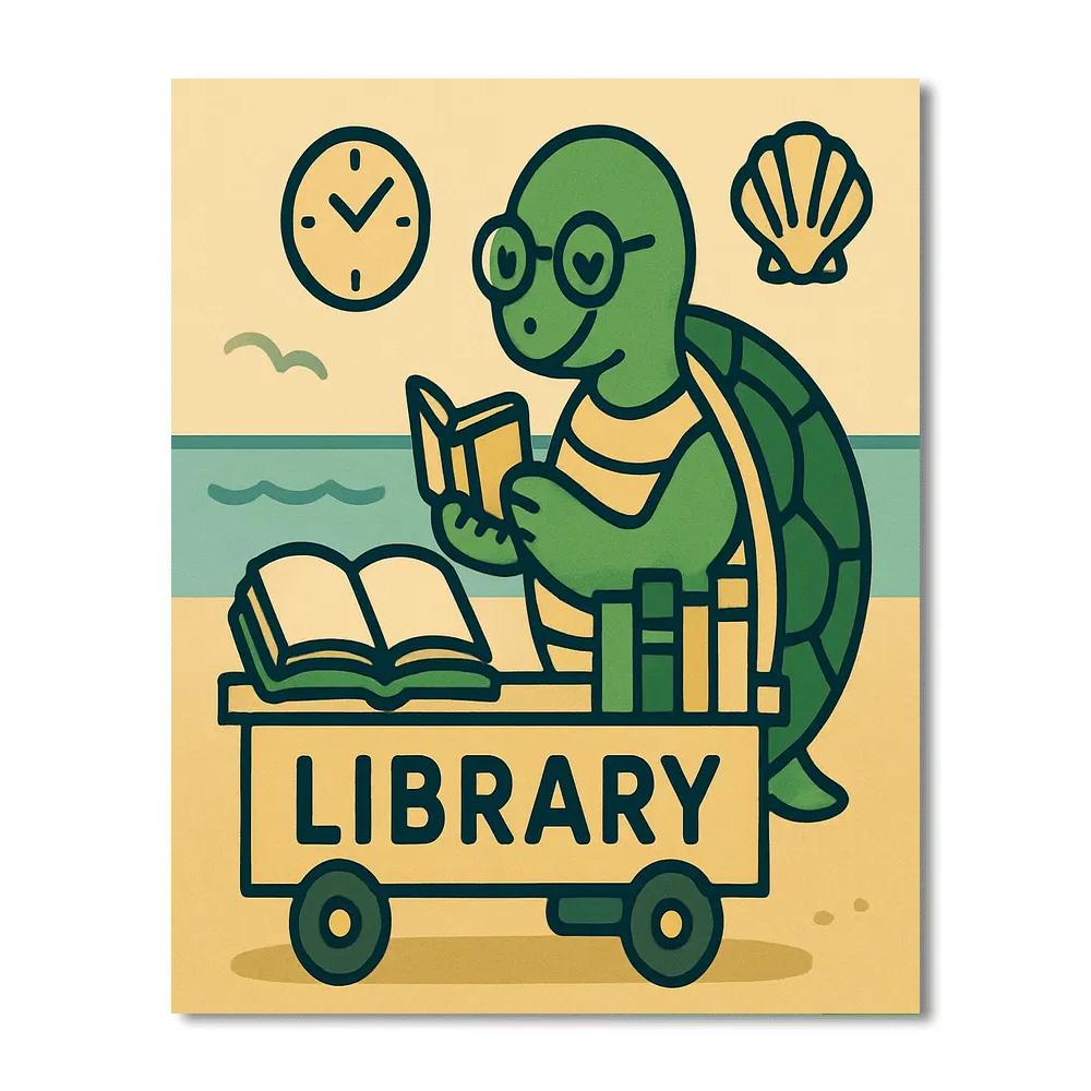 Time-Traveling Turtle Library paint by numbers