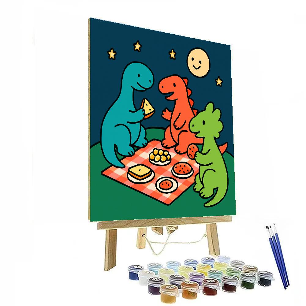 Moonlight Dino Picnic DIY paint by numbers