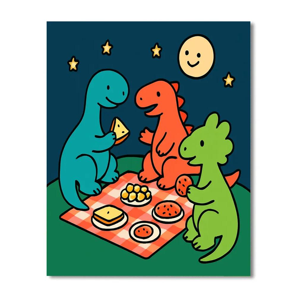 Moonlight Dino Picnic DIY paint by numbers