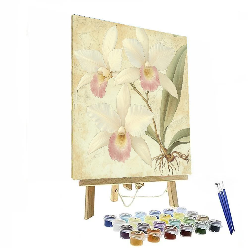 Leonardo Da Vinci Inspired Interwoven Orchids paint by color