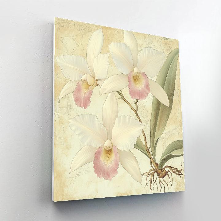 Leonardo Da Vinci Inspired Interwoven Orchids paint by color