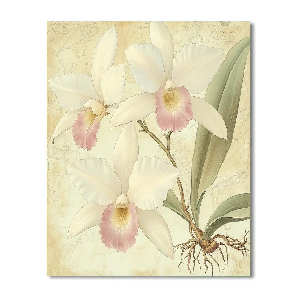 Leonardo Da Vinci Inspired Interwoven Orchids paint by color