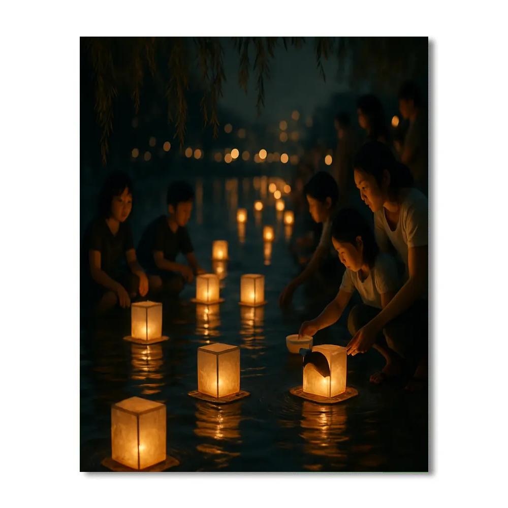 Lantern Festival Floating River DIY paint by numbers