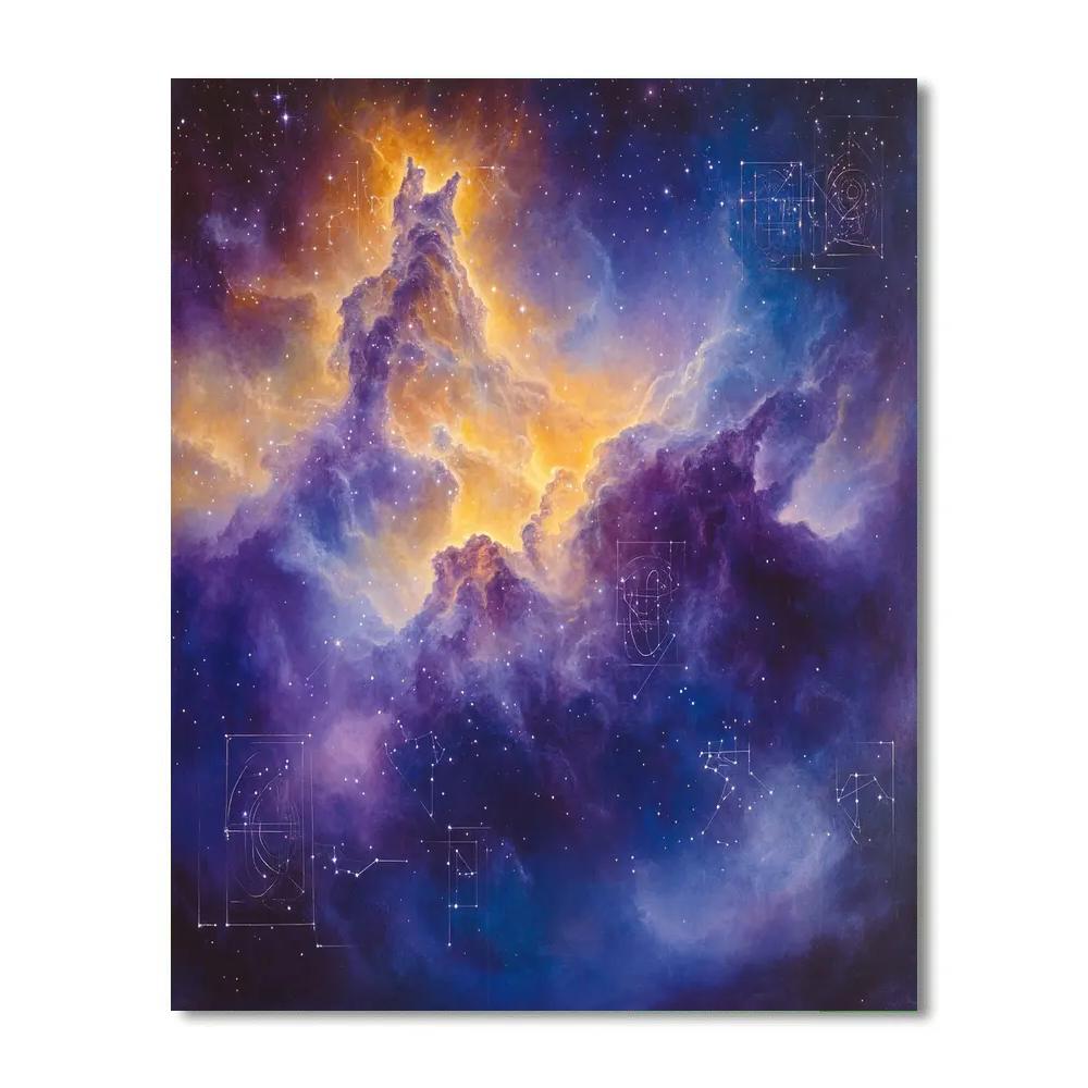 Leonardo Da Vinci Inspired Celestial Nebula Study paint by numbers