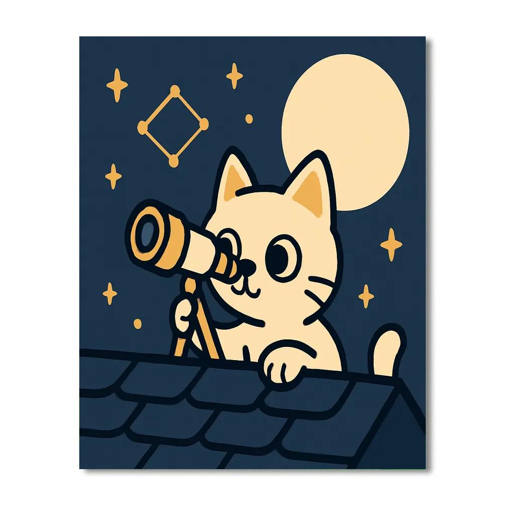 Stargazer Cat Observatory Paint by numbers kits