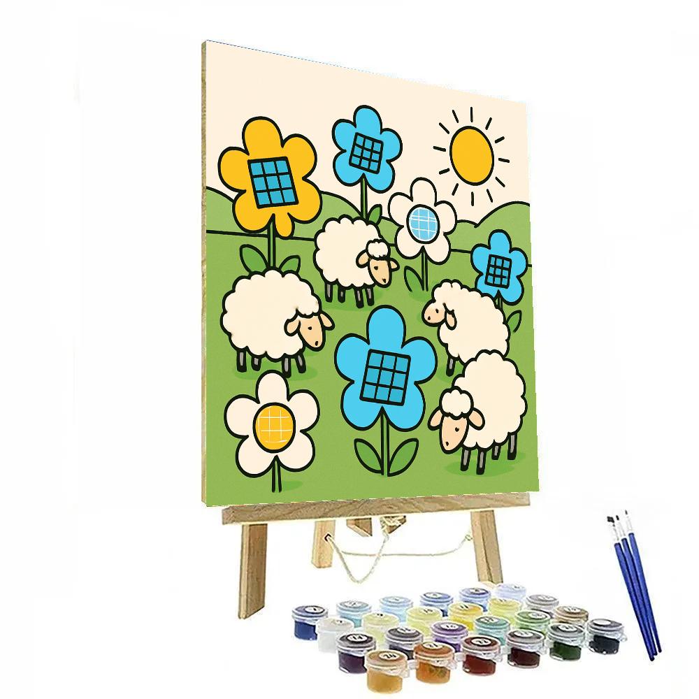 Solar Farm Sheep Numbered painting kits