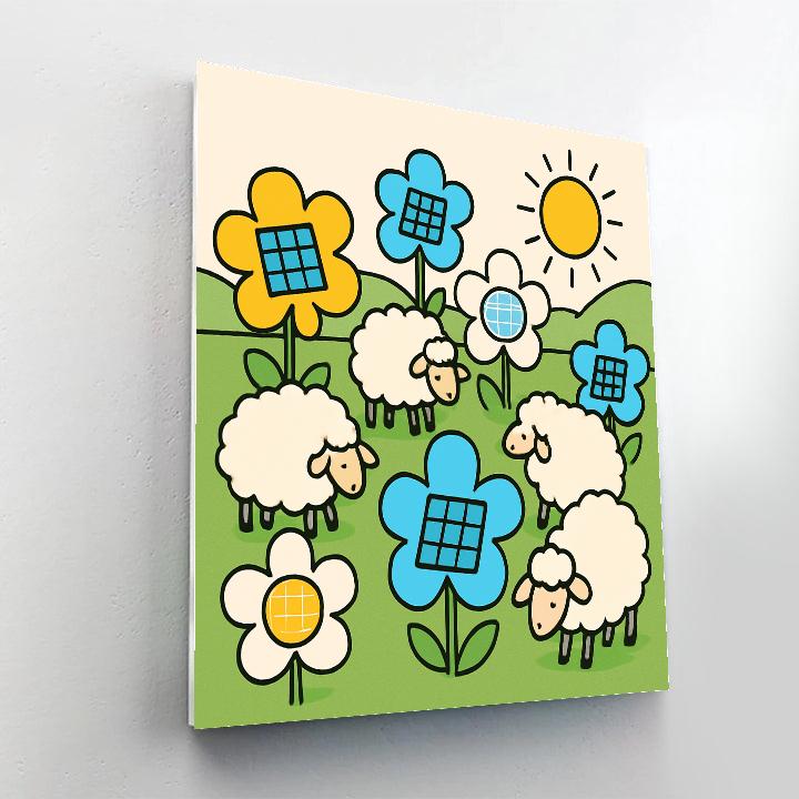 Solar Farm Sheep Numbered painting kits