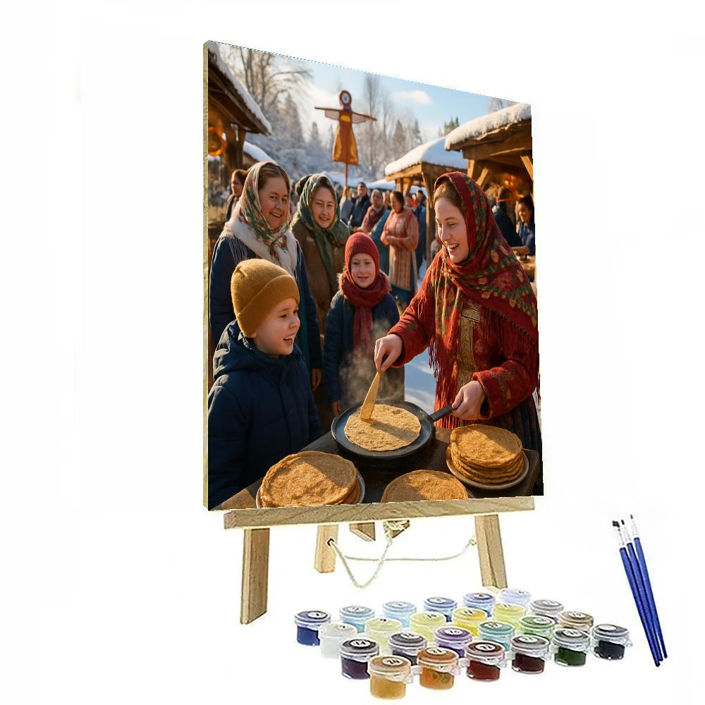 Maslenitsa Pancake Street Fair painting number kit