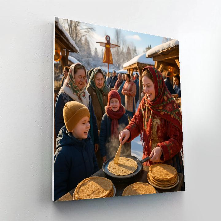 Maslenitsa Pancake Street Fair painting number kit