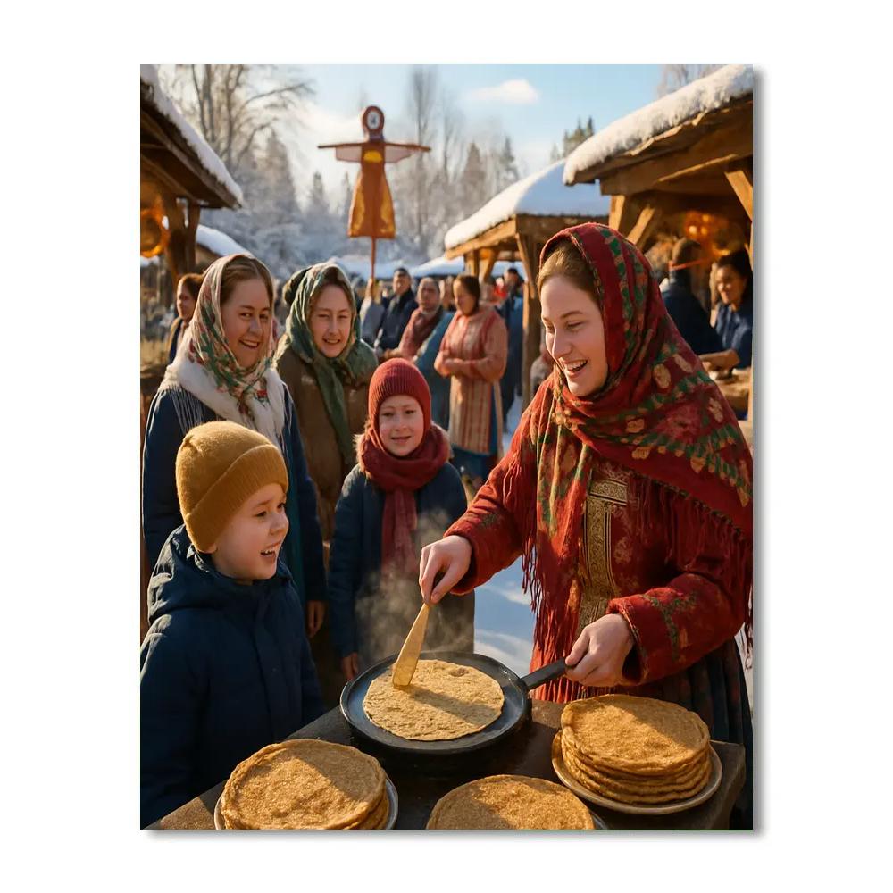 Maslenitsa Pancake Street Fair painting number kit