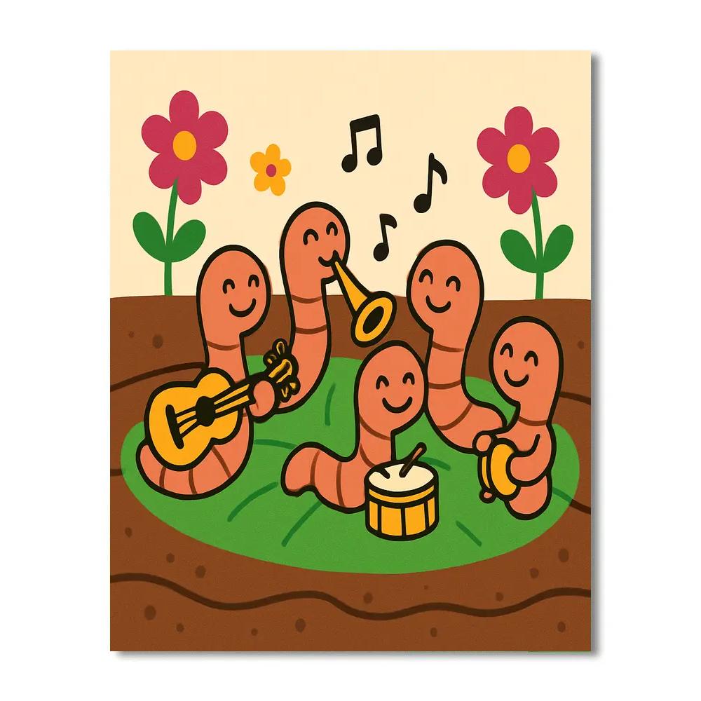 Galactic Garden Worm Orchestra paint by color