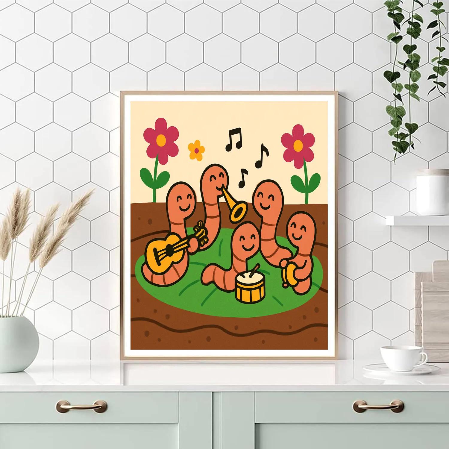 Galactic Garden Worm Orchestra paint by color