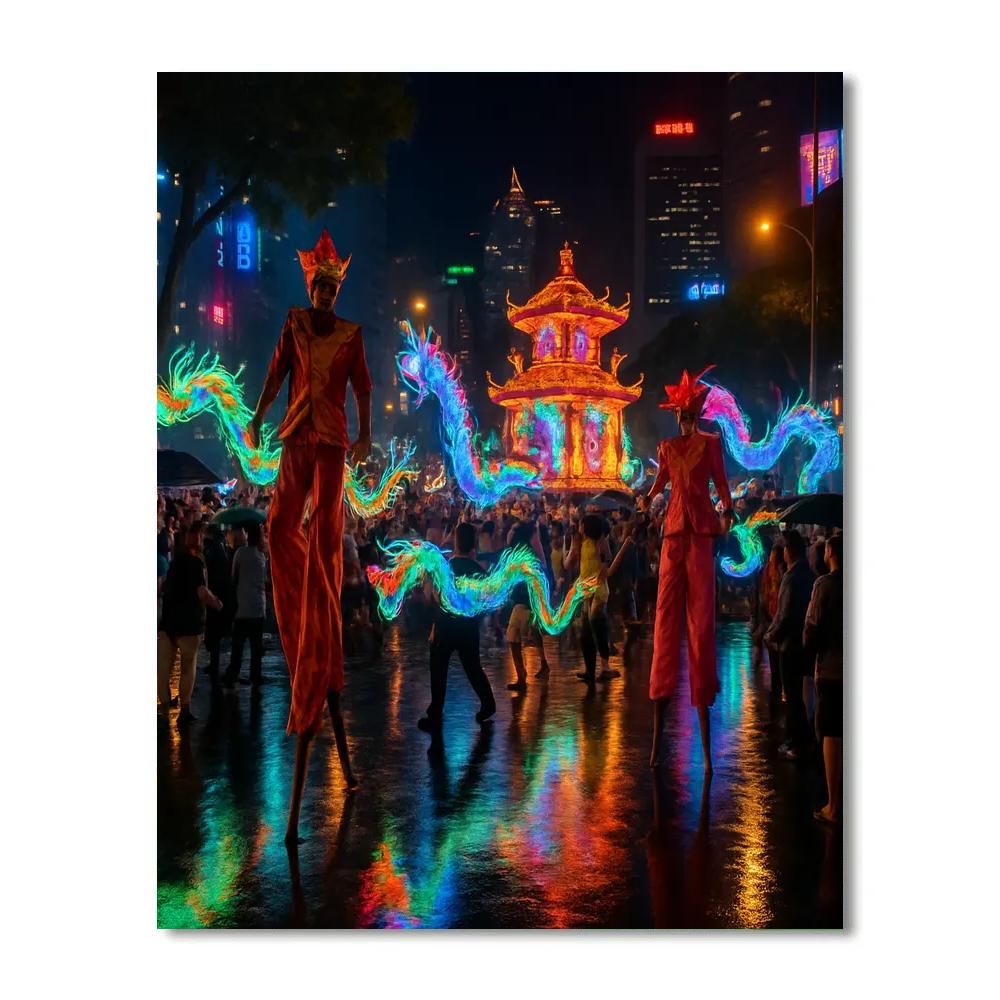 Chingay Parade Singapore Night paint by numbers