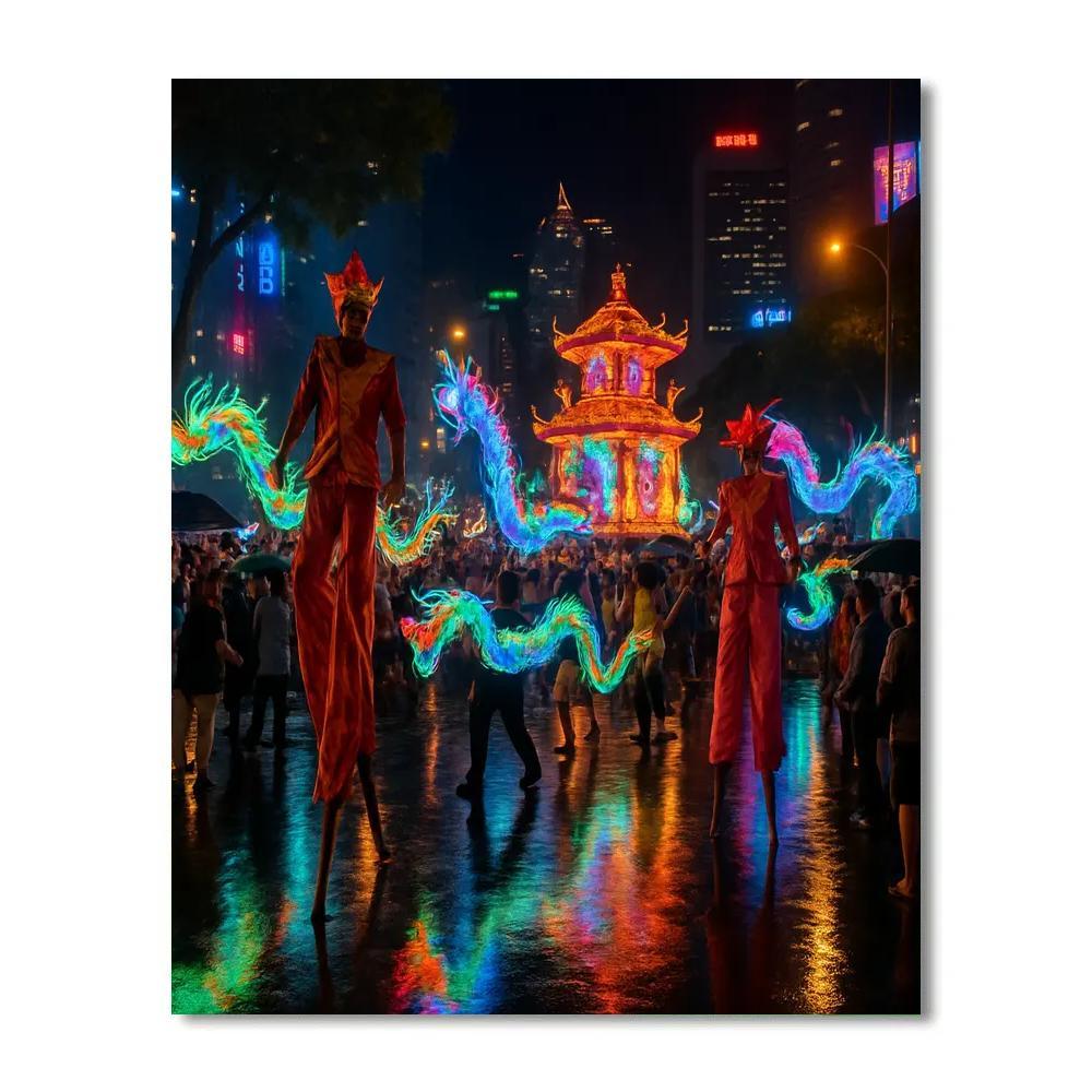 Chingay Parade Singapore Night paint by numbers
