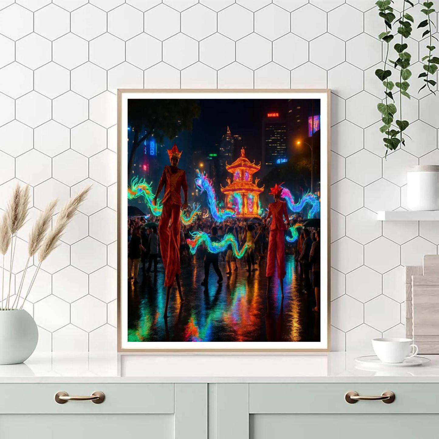 Chingay Parade Singapore Night paint by numbers