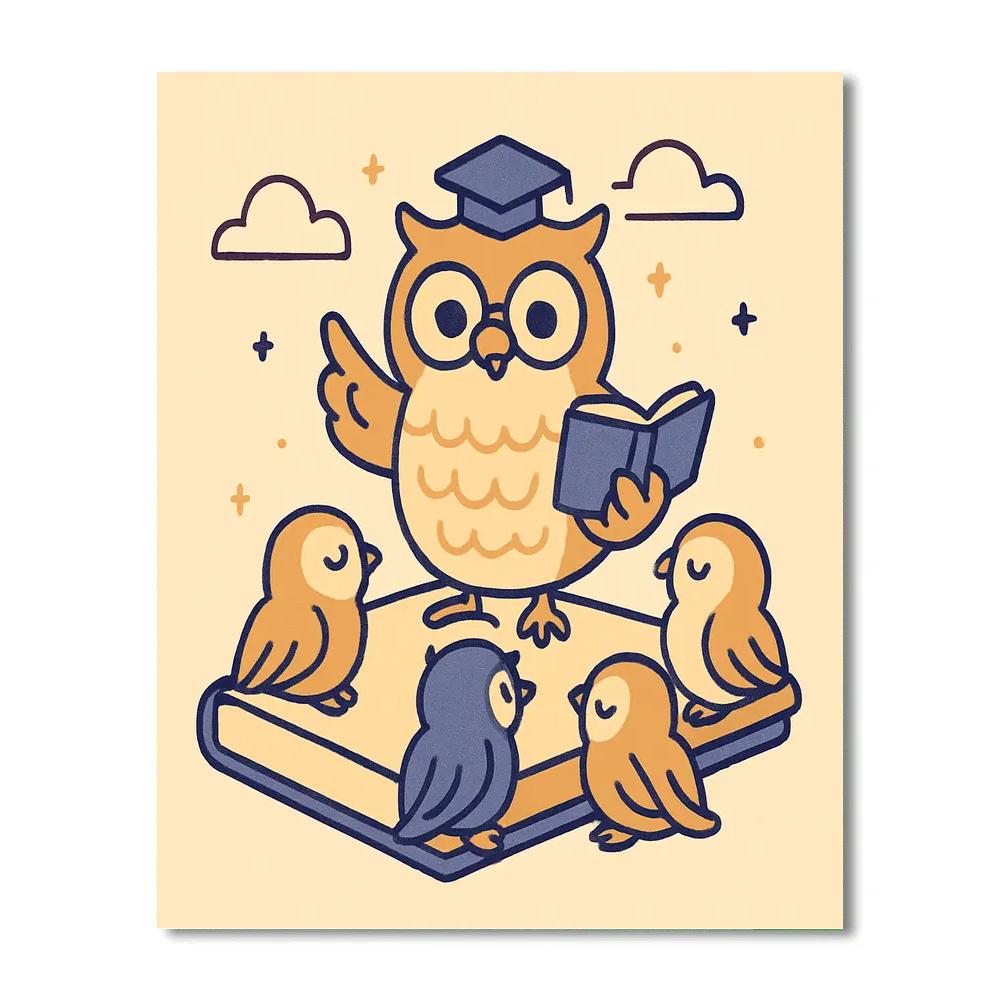 Orbiting Owl Schoolhouse DIY paint by numbers