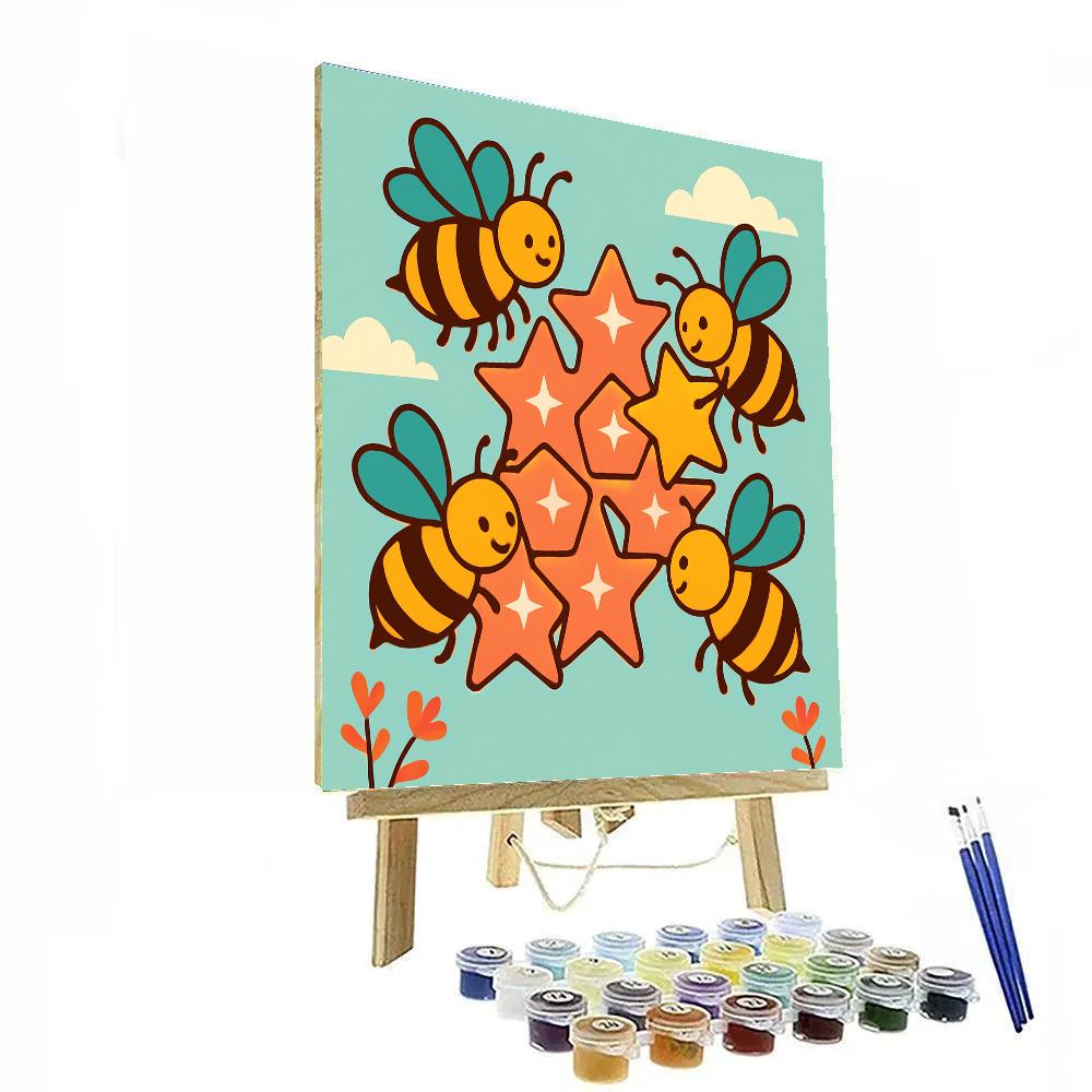 Nebula Bee Honeycomb Number painting