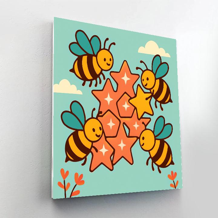 Nebula Bee Honeycomb Number painting