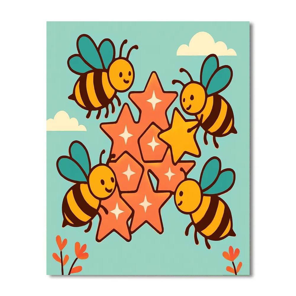 Nebula Bee Honeycomb Number painting