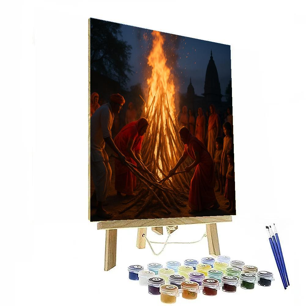 Holika Dahan Bonfire Village Paint by numbers kits