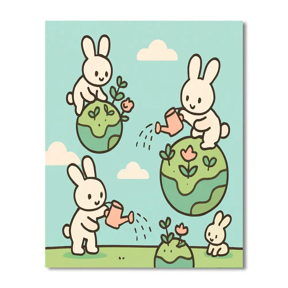 Planet Garden Rabbits paint by color