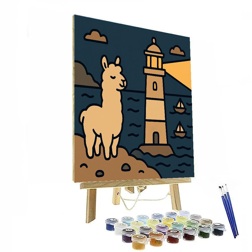 Lighthouse Llama Of Light Paint by numbers art