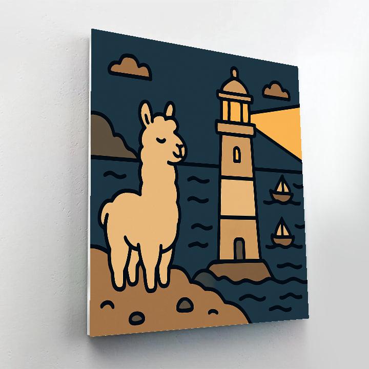 Lighthouse Llama Of Light Paint by numbers art