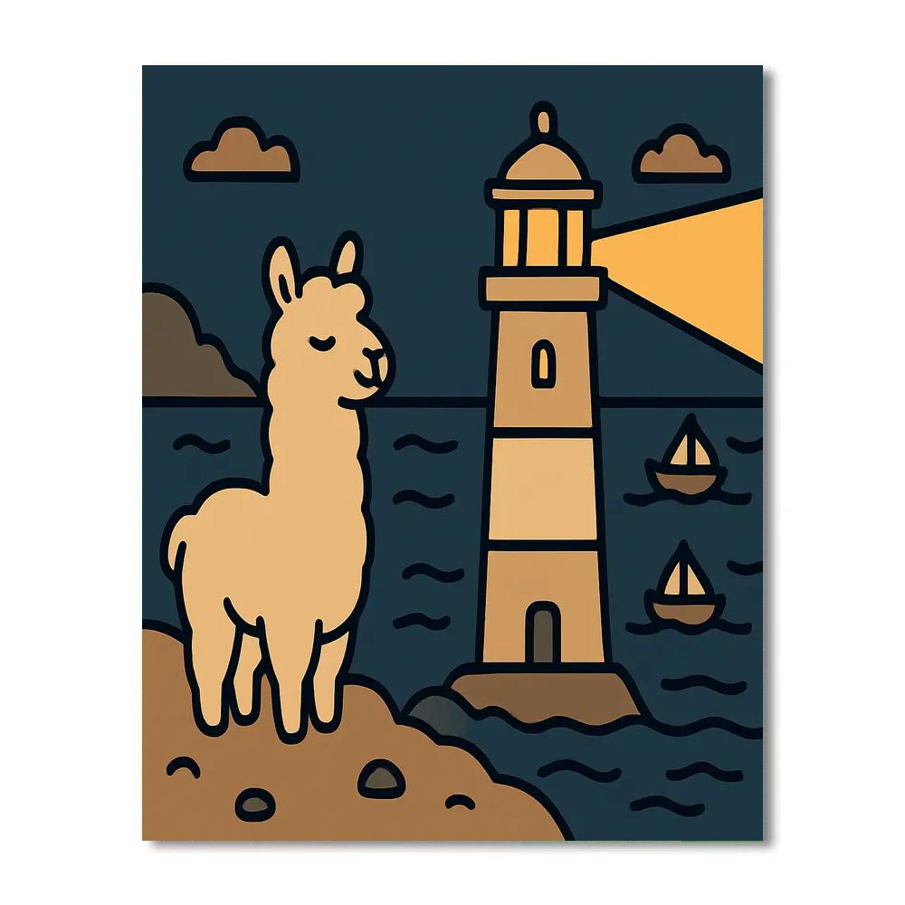 Lighthouse Llama Of Light Paint by numbers art