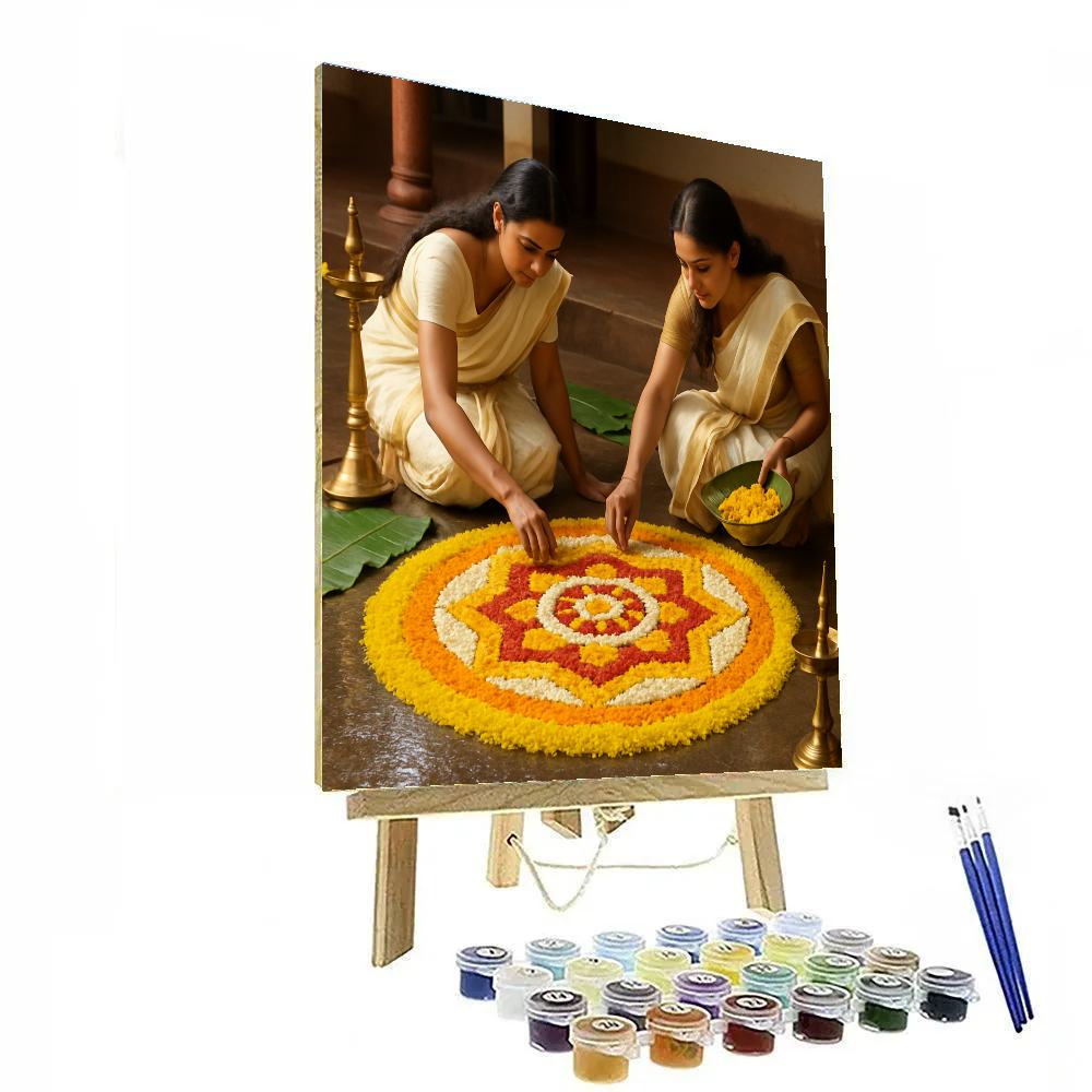 Pushpa Pooja Flower Carpet Number painting