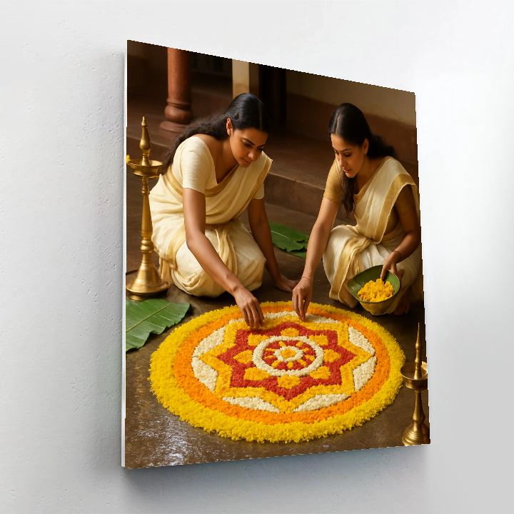 Pushpa Pooja Flower Carpet Number painting
