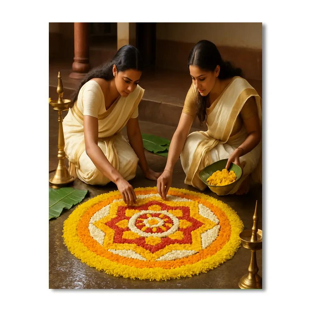 Pushpa Pooja Flower Carpet Number painting