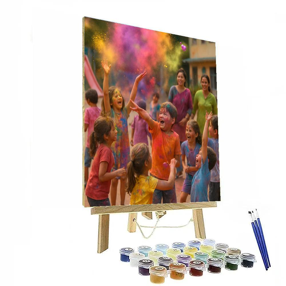 Holi For Kids School Event paint by color