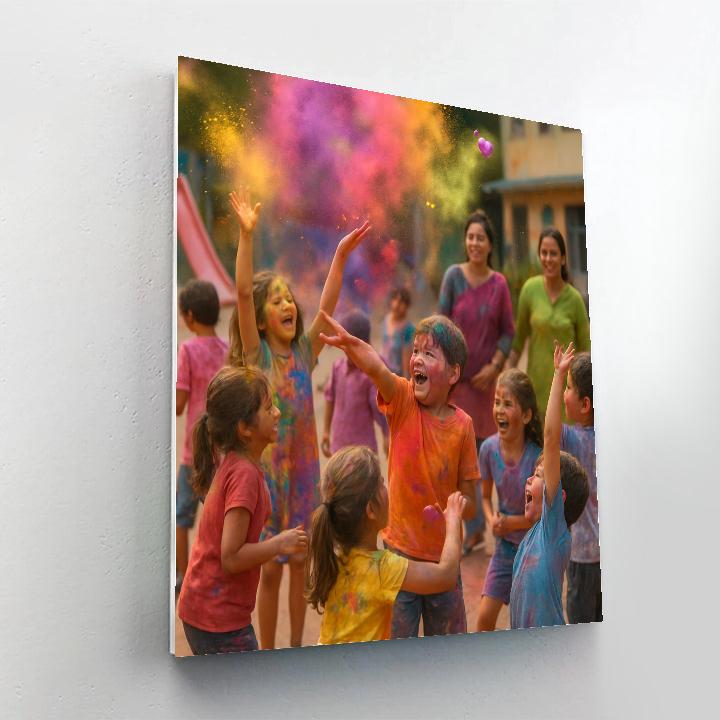 Holi For Kids School Event paint by color