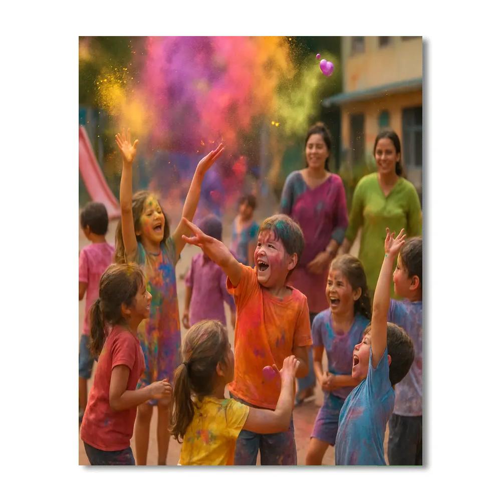 Holi For Kids School Event paint by color