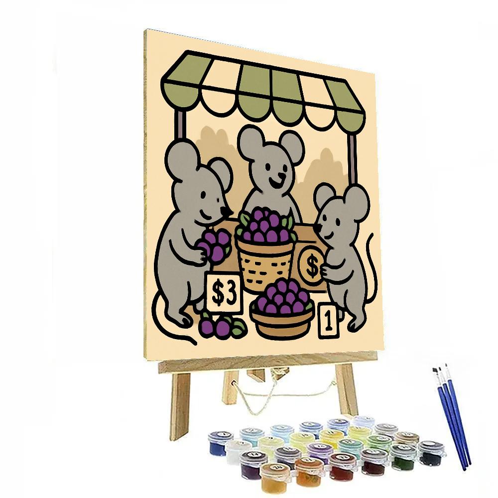 Moonberry Market Mice Paint by numbers art