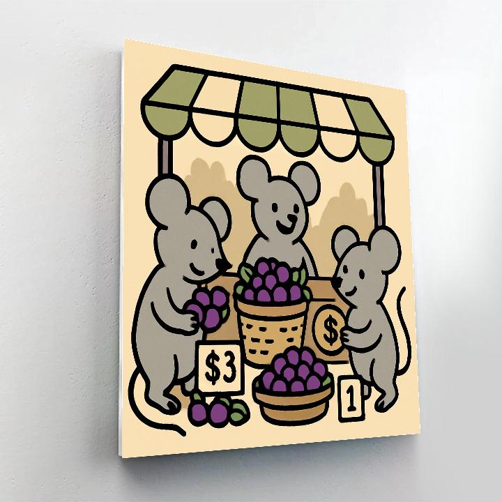 Moonberry Market Mice Paint by numbers art