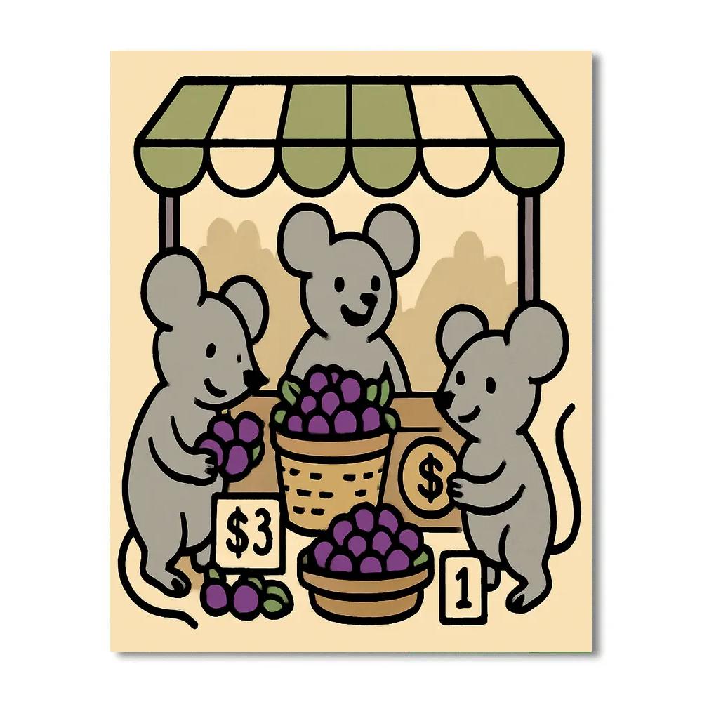Moonberry Market Mice Paint by numbers art