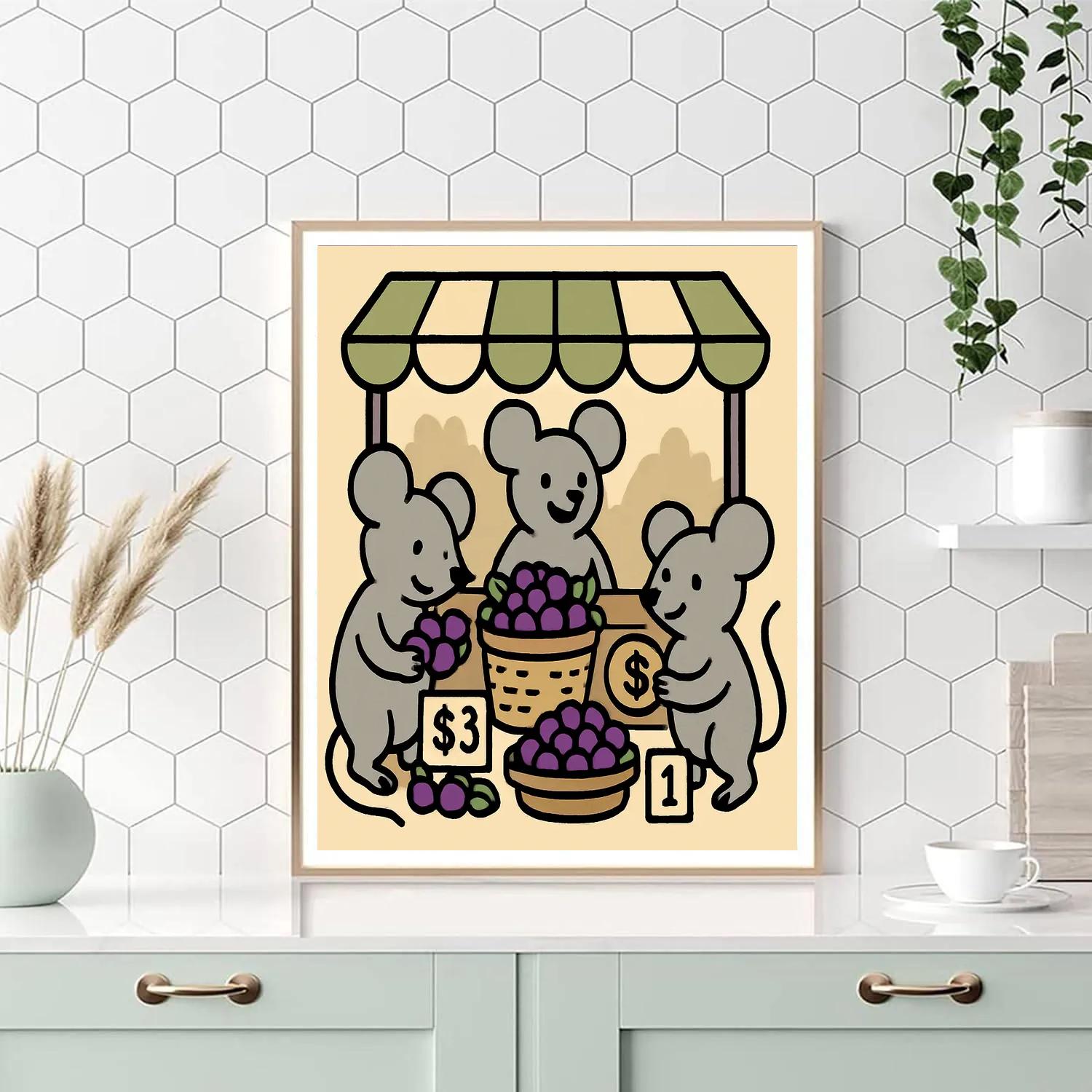 Moonberry Market Mice Paint by numbers art