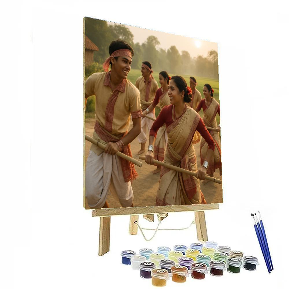 Rongali Bihu Assamese Dance paint by color