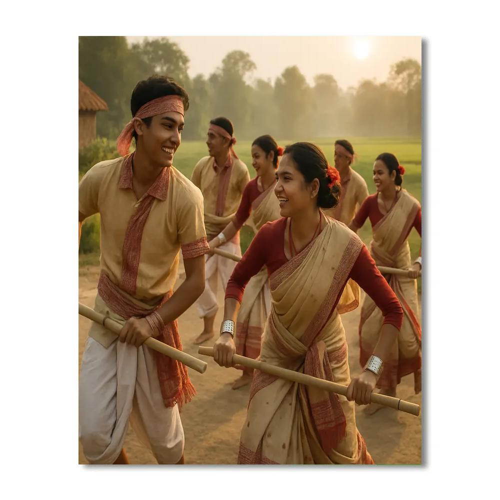 Rongali Bihu Assamese Dance paint by color
