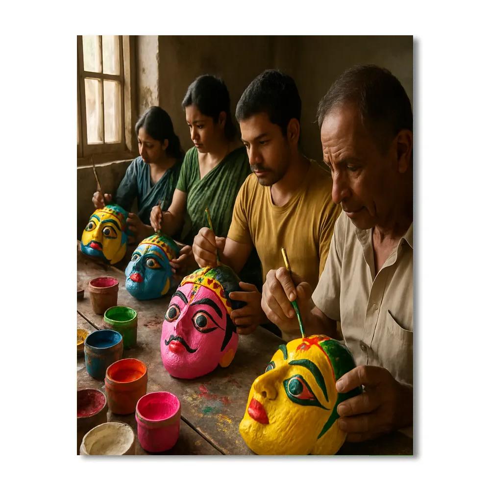 Chhau Mask Making Workshop Numbered painting kits